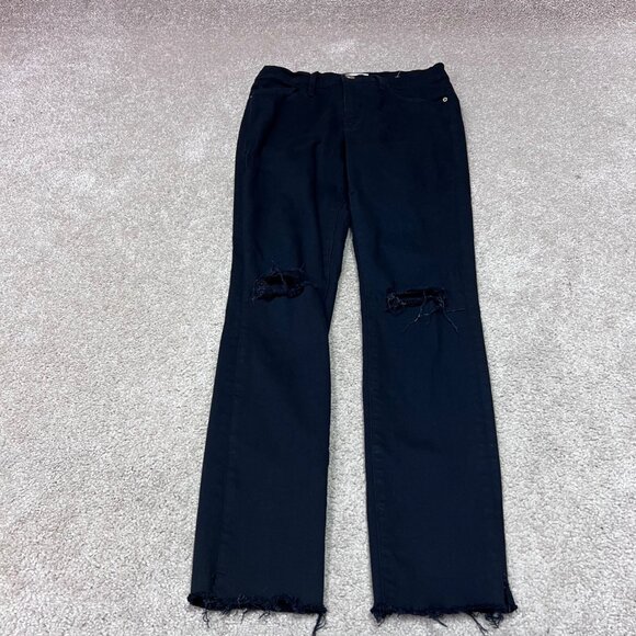 Frame Jegging Le Skinny De Jeanne Women's Black Distressed Size 27 Pockets - Picture 13 of 13